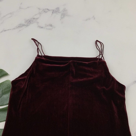 BCBG Vintage Velvet Mini Dress Size M Burgundy Red Slip Shift Stretch 90s y2k - Picture 9 of 11